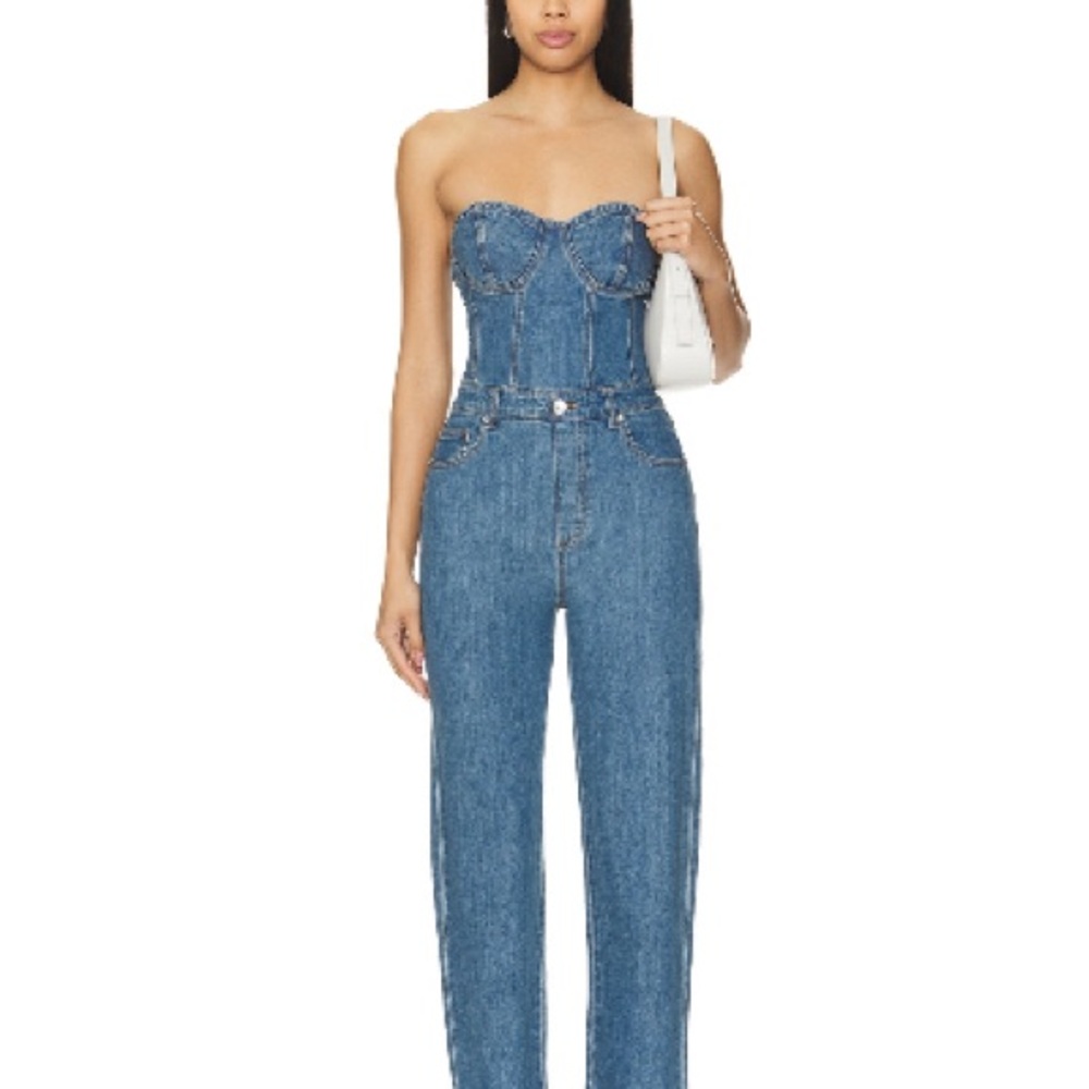 NWT Steve Madden Strapless Bustier Denim Jumpsuit – Size S